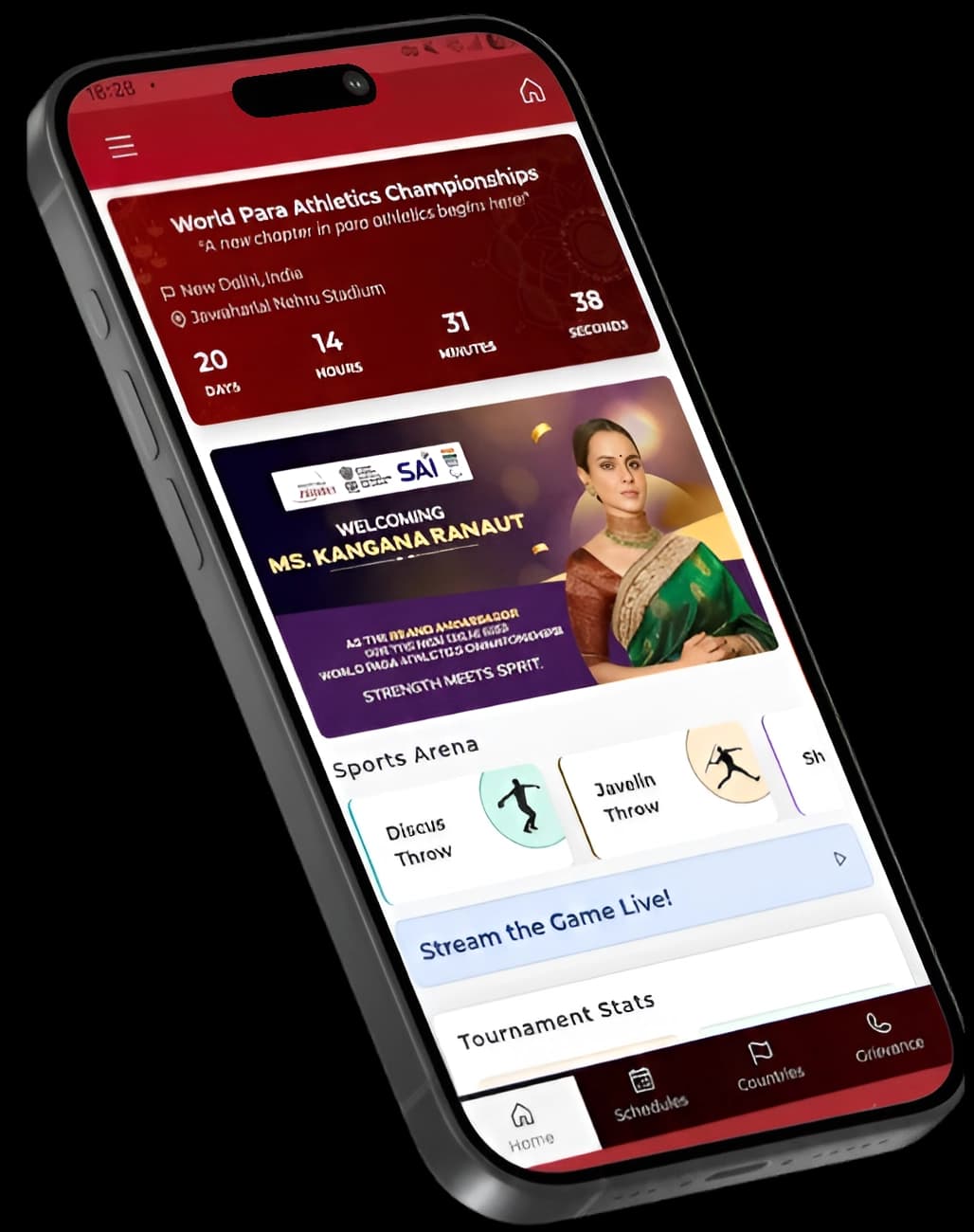 Screenshot of the mobile app interface